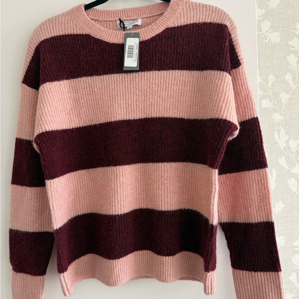 NWT. Velvet Heart Cornell Bordeaux Stripe Sweater. Size small